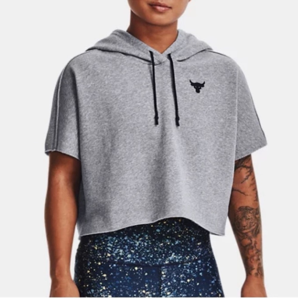 Under Armour Project Rock Women's Gray Short Sleeve Hoodie